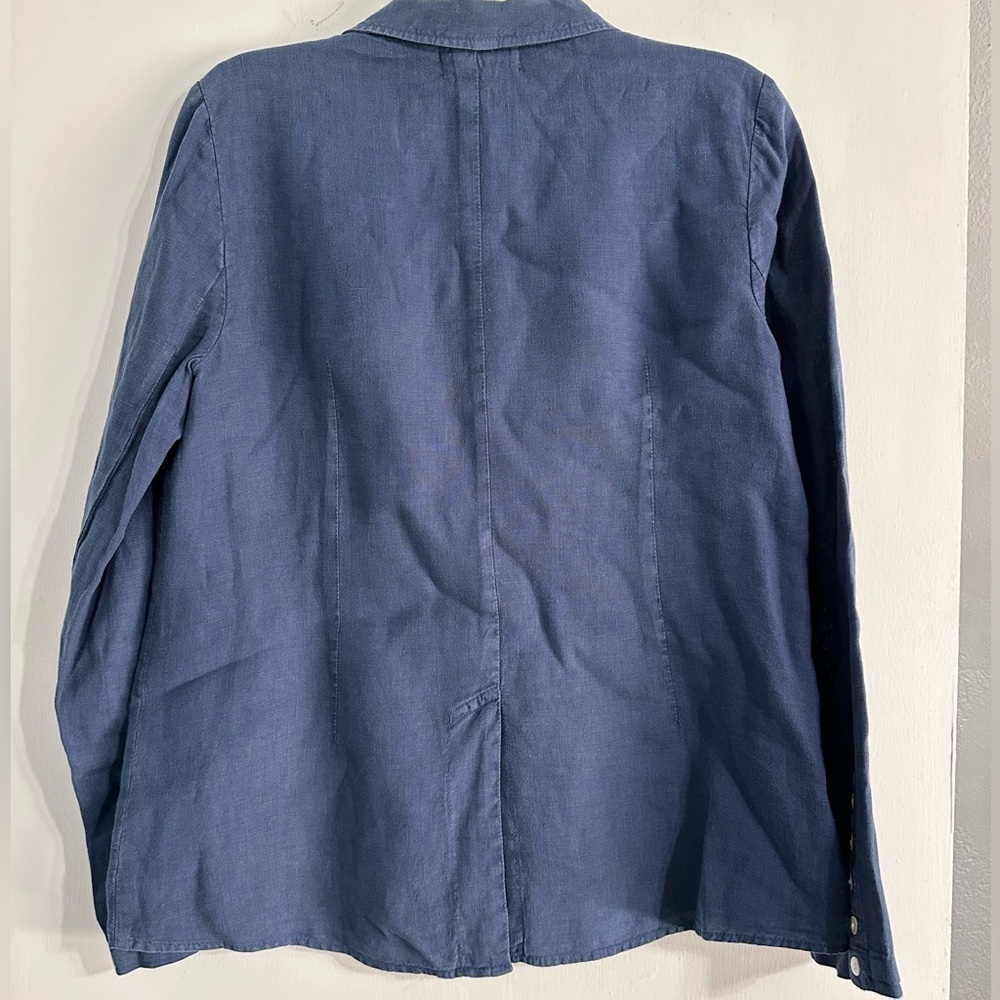 Bella Dahl Navy Linen Blazer Small One Button Closure - Picture 5 of 7